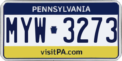 PA license plate MYW3273