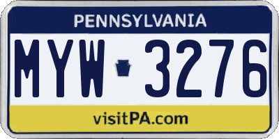 PA license plate MYW3276