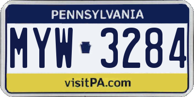 PA license plate MYW3284
