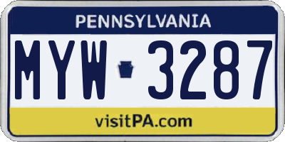 PA license plate MYW3287