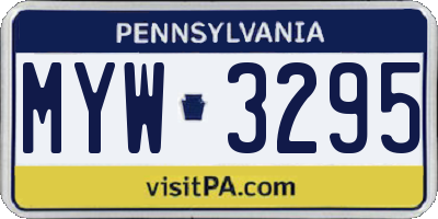 PA license plate MYW3295