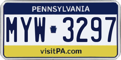 PA license plate MYW3297