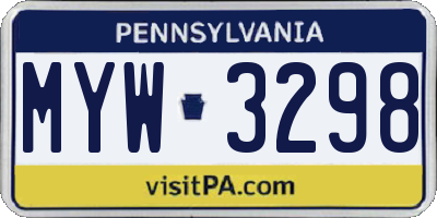 PA license plate MYW3298
