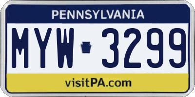 PA license plate MYW3299