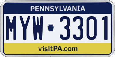 PA license plate MYW3301