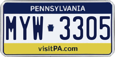 PA license plate MYW3305
