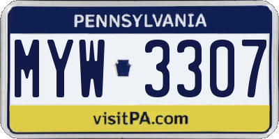 PA license plate MYW3307