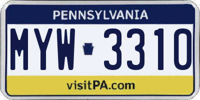 PA license plate MYW3310
