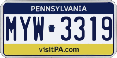 PA license plate MYW3319