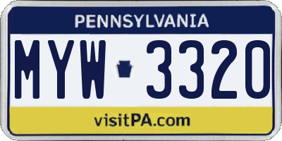 PA license plate MYW3320