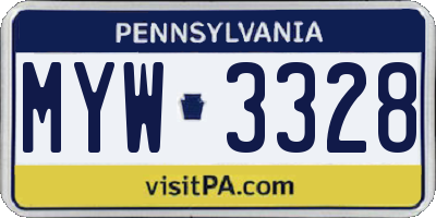 PA license plate MYW3328