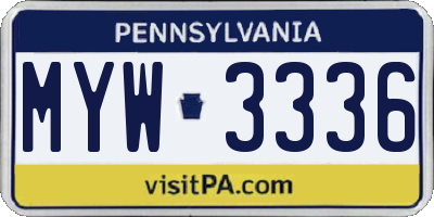 PA license plate MYW3336