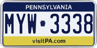 PA license plate MYW3338