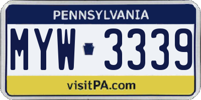 PA license plate MYW3339