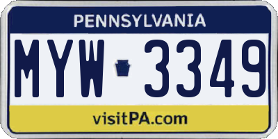 PA license plate MYW3349