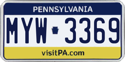 PA license plate MYW3369