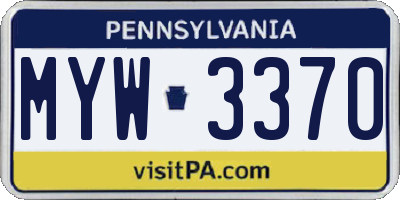 PA license plate MYW3370