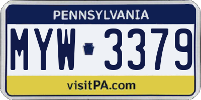 PA license plate MYW3379