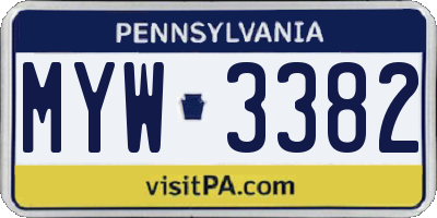 PA license plate MYW3382