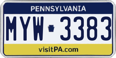 PA license plate MYW3383