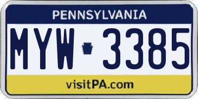 PA license plate MYW3385