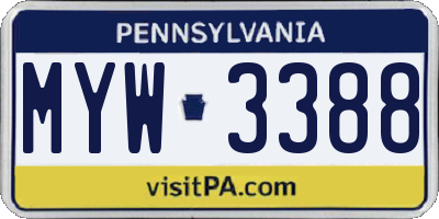 PA license plate MYW3388