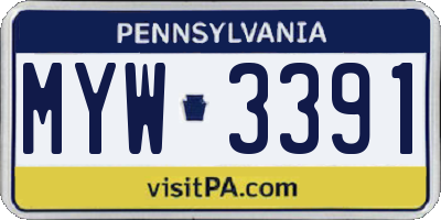 PA license plate MYW3391