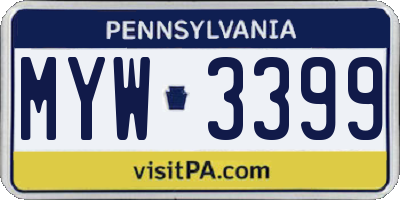 PA license plate MYW3399