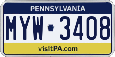 PA license plate MYW3408