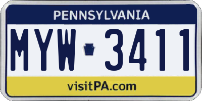 PA license plate MYW3411
