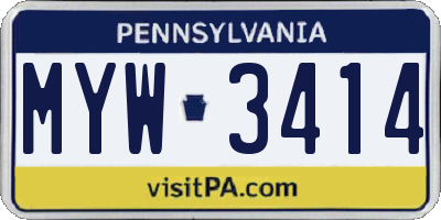 PA license plate MYW3414