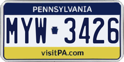 PA license plate MYW3426