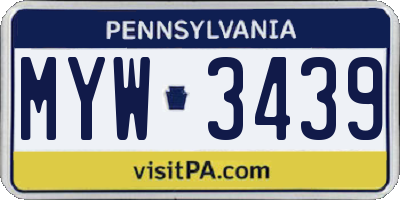 PA license plate MYW3439