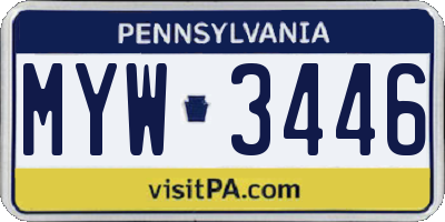 PA license plate MYW3446