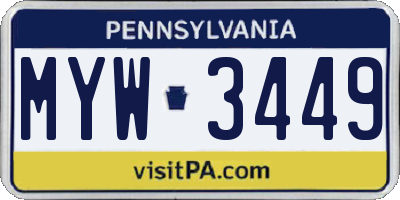 PA license plate MYW3449
