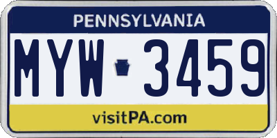 PA license plate MYW3459