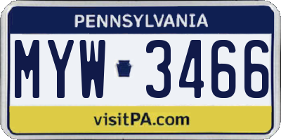 PA license plate MYW3466