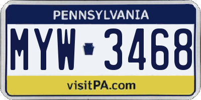 PA license plate MYW3468