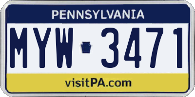 PA license plate MYW3471