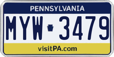 PA license plate MYW3479