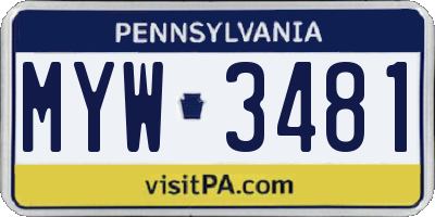 PA license plate MYW3481