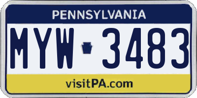 PA license plate MYW3483