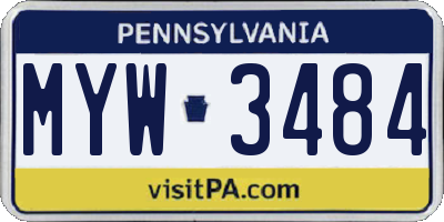 PA license plate MYW3484