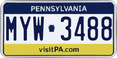 PA license plate MYW3488