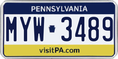 PA license plate MYW3489