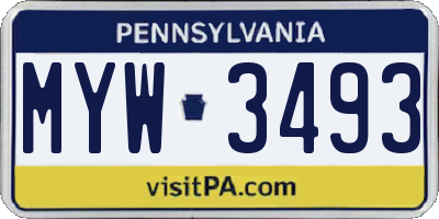 PA license plate MYW3493