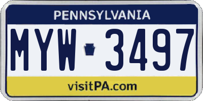 PA license plate MYW3497