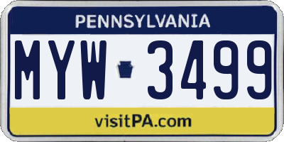 PA license plate MYW3499