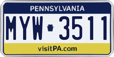 PA license plate MYW3511