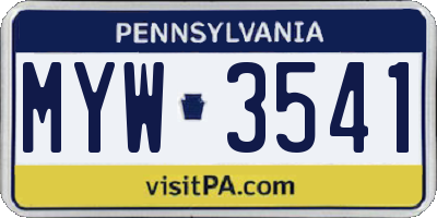 PA license plate MYW3541